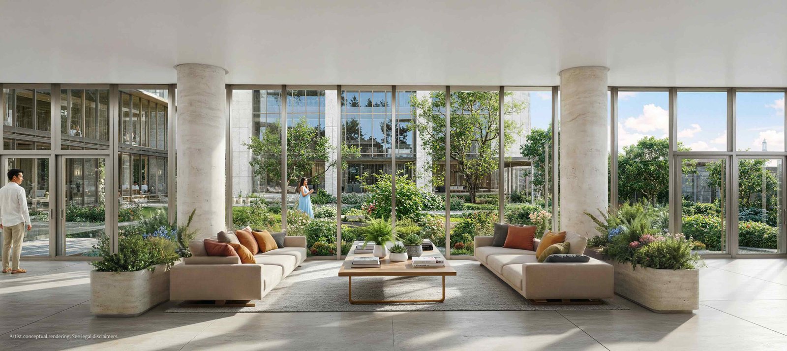 Anantara Residences Miami — lobby lounge overlooking gardens